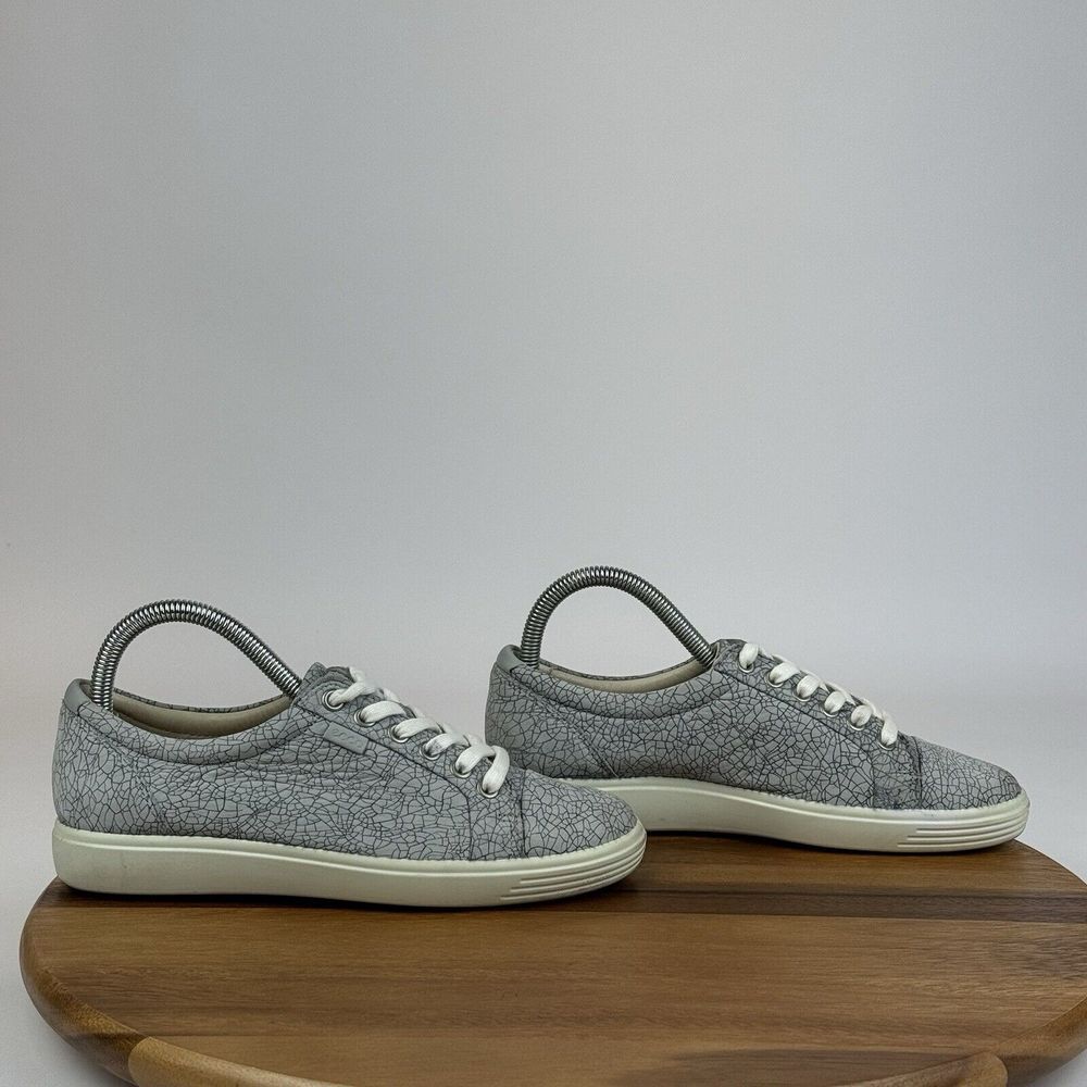 Womens‎ Ecco Soft 7 Gray Suede Casual Athletic Lace Up Sneakers Shoes Size EU 37